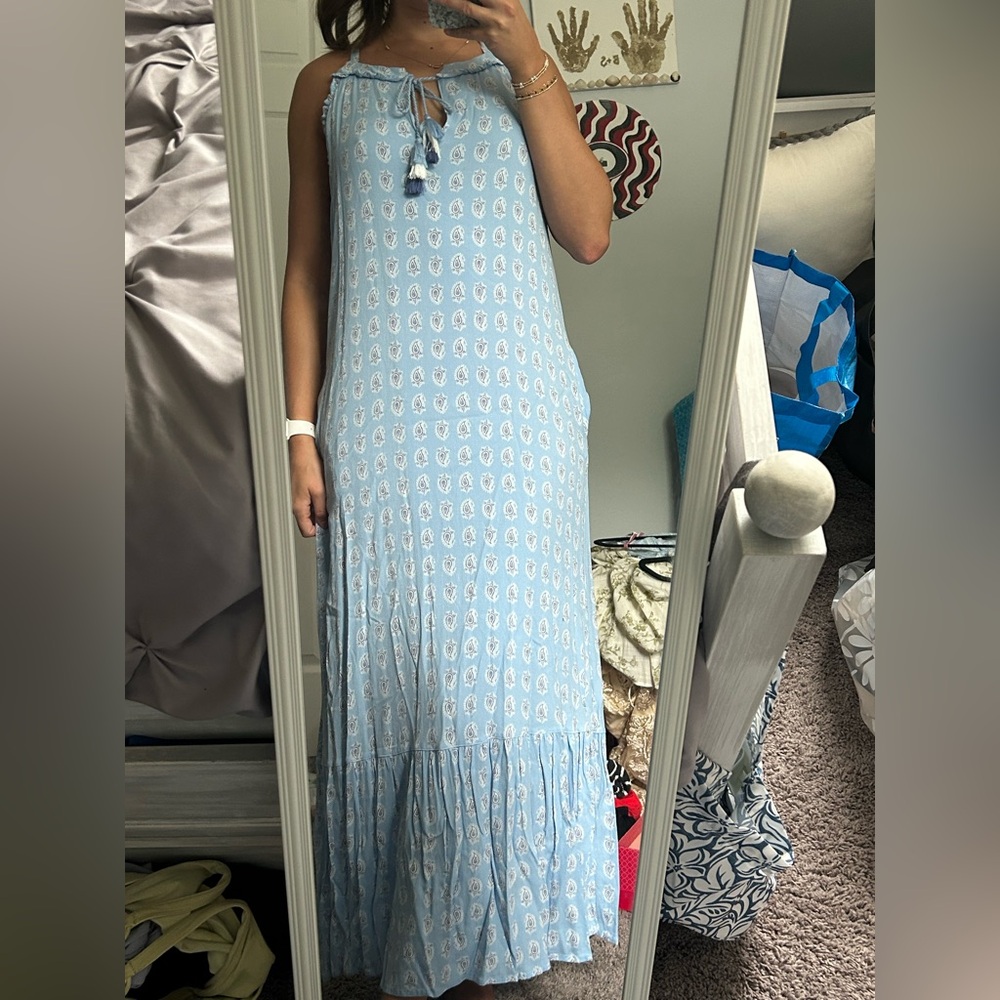 Blue Sleeveless Maxi Dress
